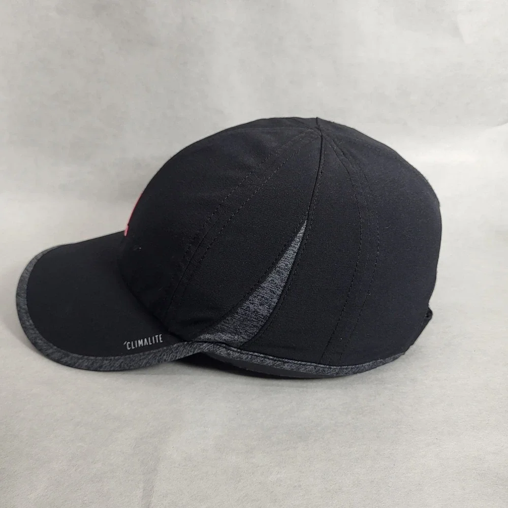 ADIDAS CLIMALITE 3 BAR ADJUSTABLE STRAPBACK BASEBALL HAT/CAP, BLACK, LIGHTWEIGHT